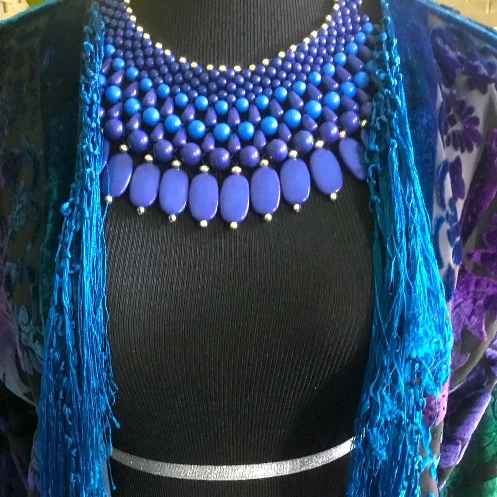 💙🌸 Blue Statement Bib Necklace 🌸💙New💙🌸 - Picture 9 of 13